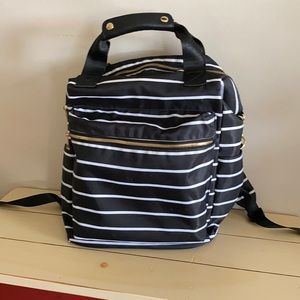 Black Pinstripe Square Backpack